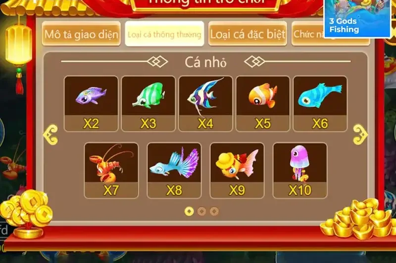 Các sảnh chơi đặc sắc trong 3 Gods Fishing